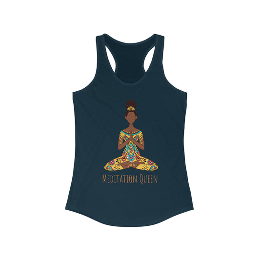 Women's Ideal Racerback Tank - African American Meditation Queen