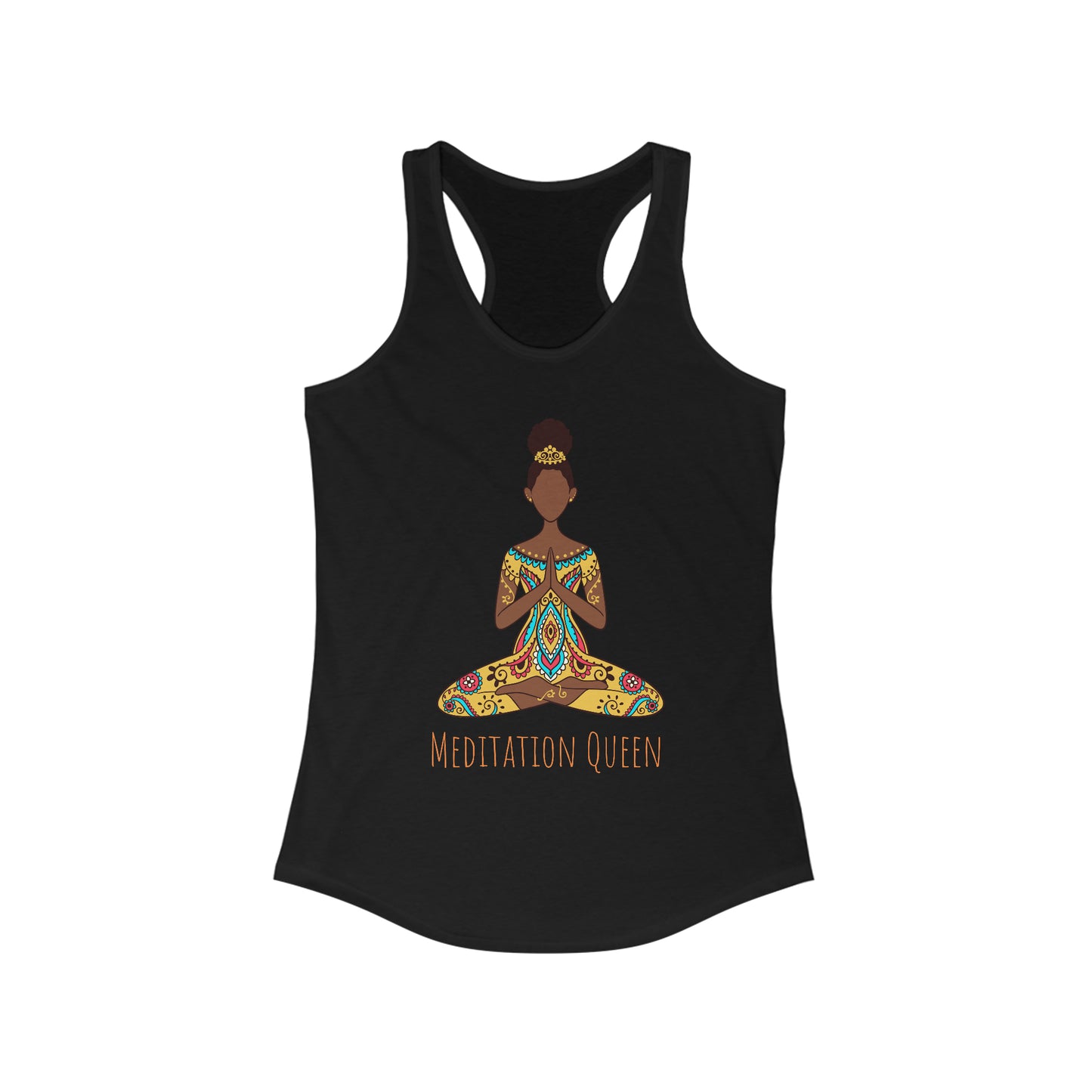 Women's Ideal Racerback Tank - African American Meditation Queen
