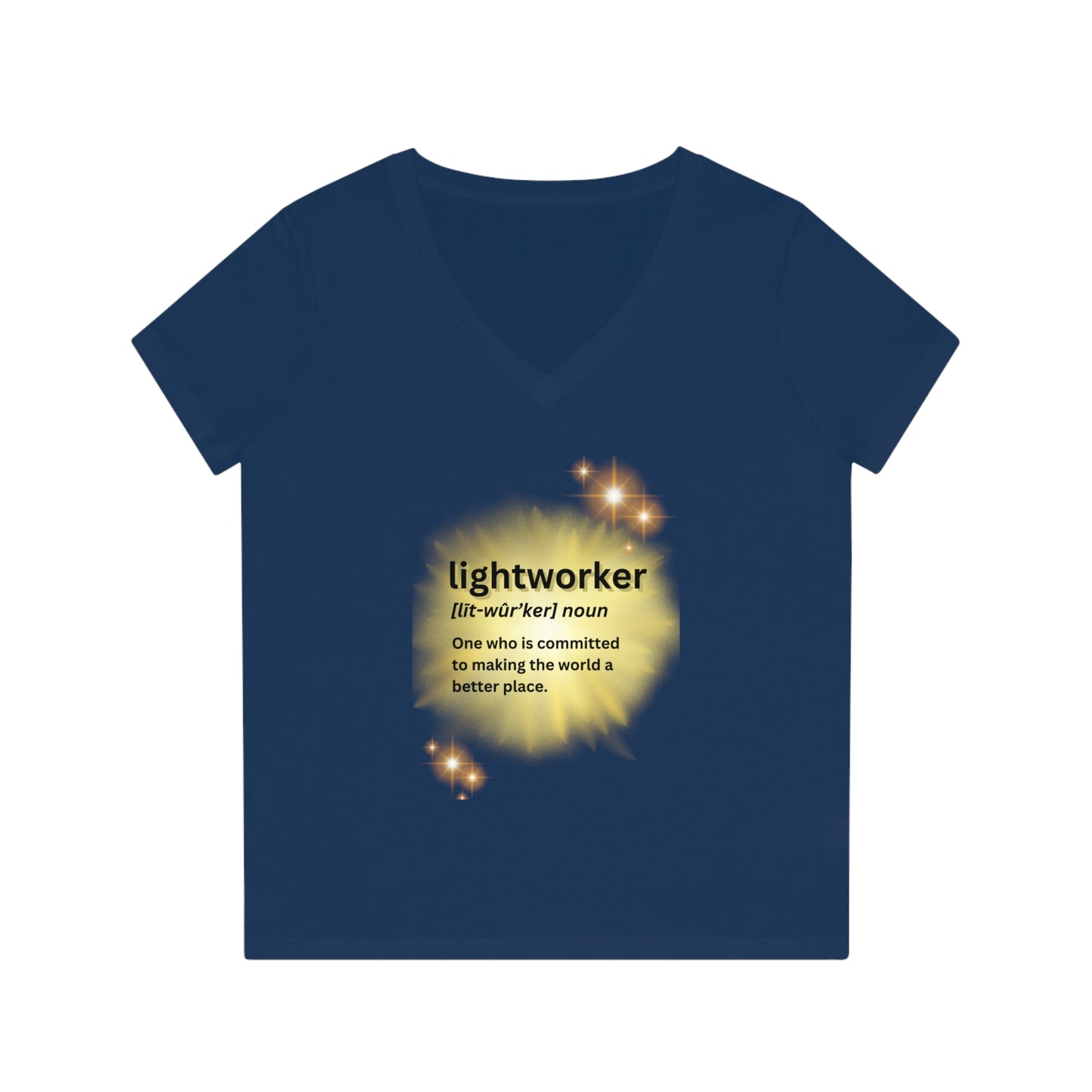 Women's Eco-Friendly V-Neck T-Shirt - lightworker defined sunburst