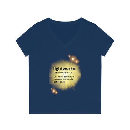 Women's Eco-Friendly V-Neck T-Shirt - lightworker defined sunburst