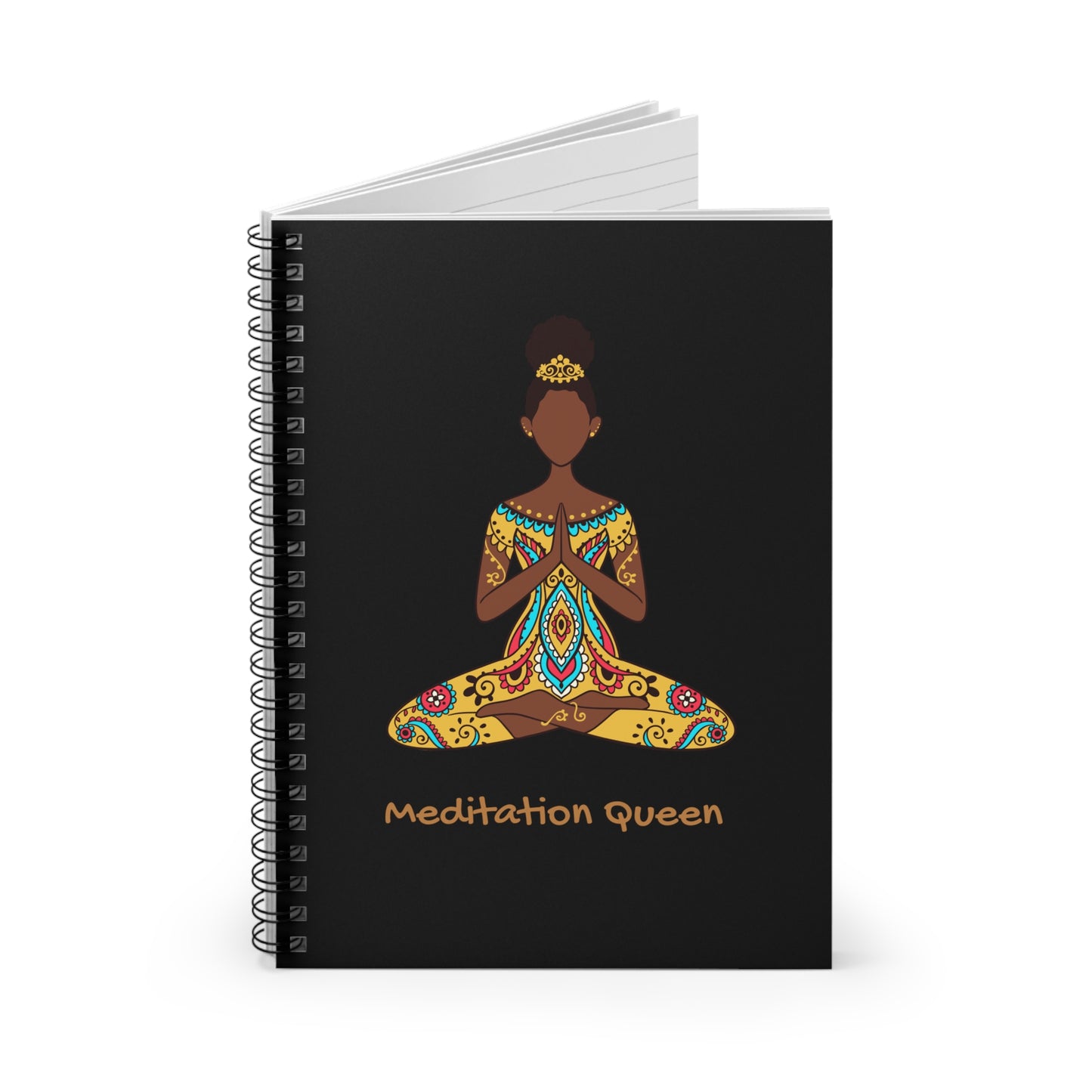 Spiral Notebook - Ruled Line - African American Meditation Queen