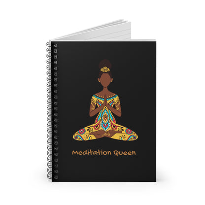 Spiral Notebook - Ruled Line - African American Meditation Queen