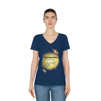 Women's Eco-Friendly V-Neck T-Shirt - lightworker defined sunburst