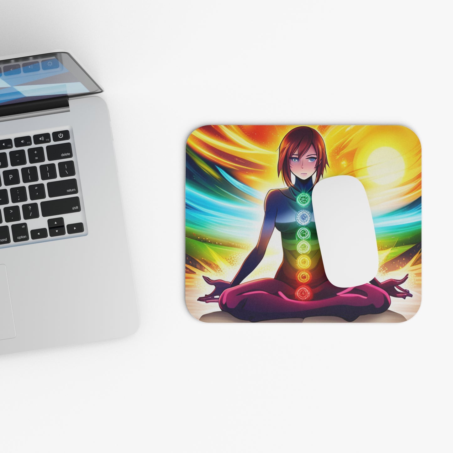 Mouse Pad (Rectangle) - Meditating anime woman