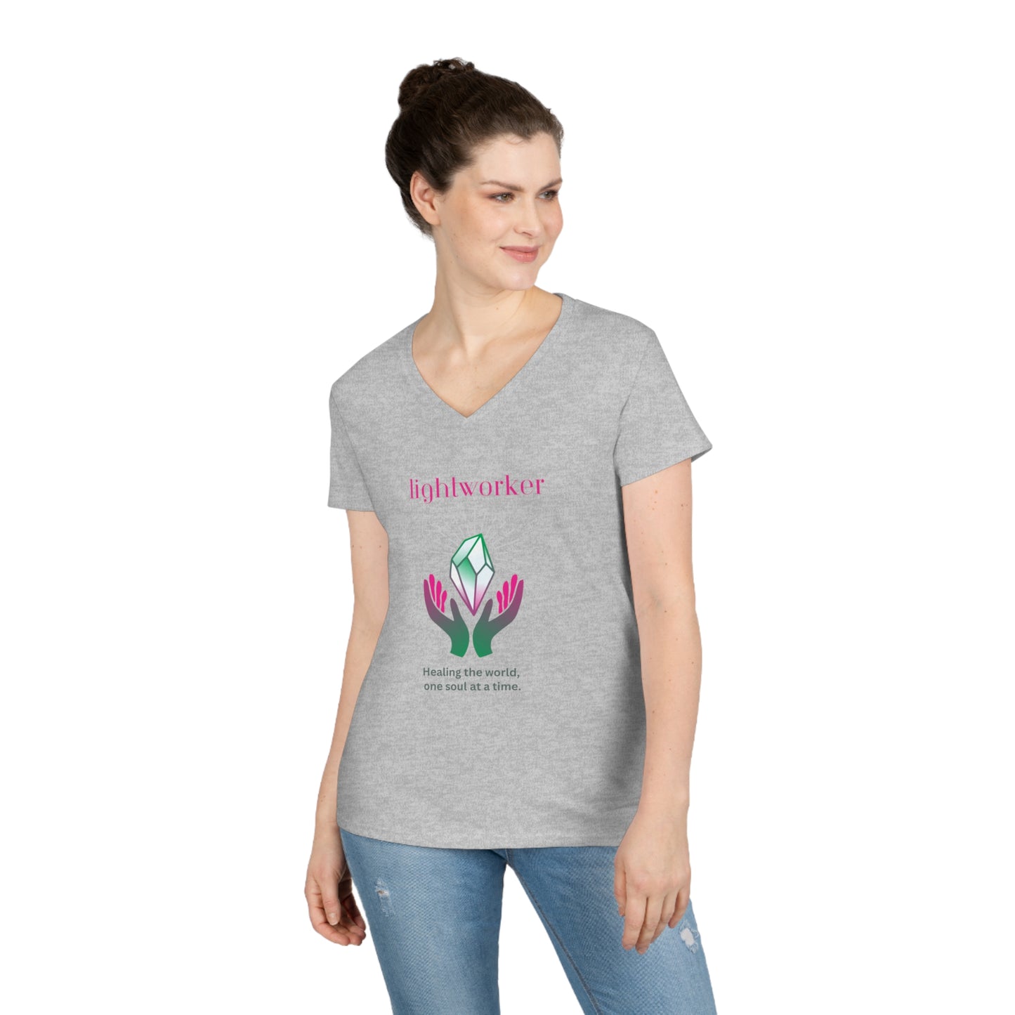 Ladies' V-Neck T-Shirt Slim Fit - Lightworker