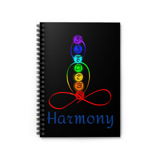 Spiral Notebook - Ruled Line - Chakra over outlined body - harmony