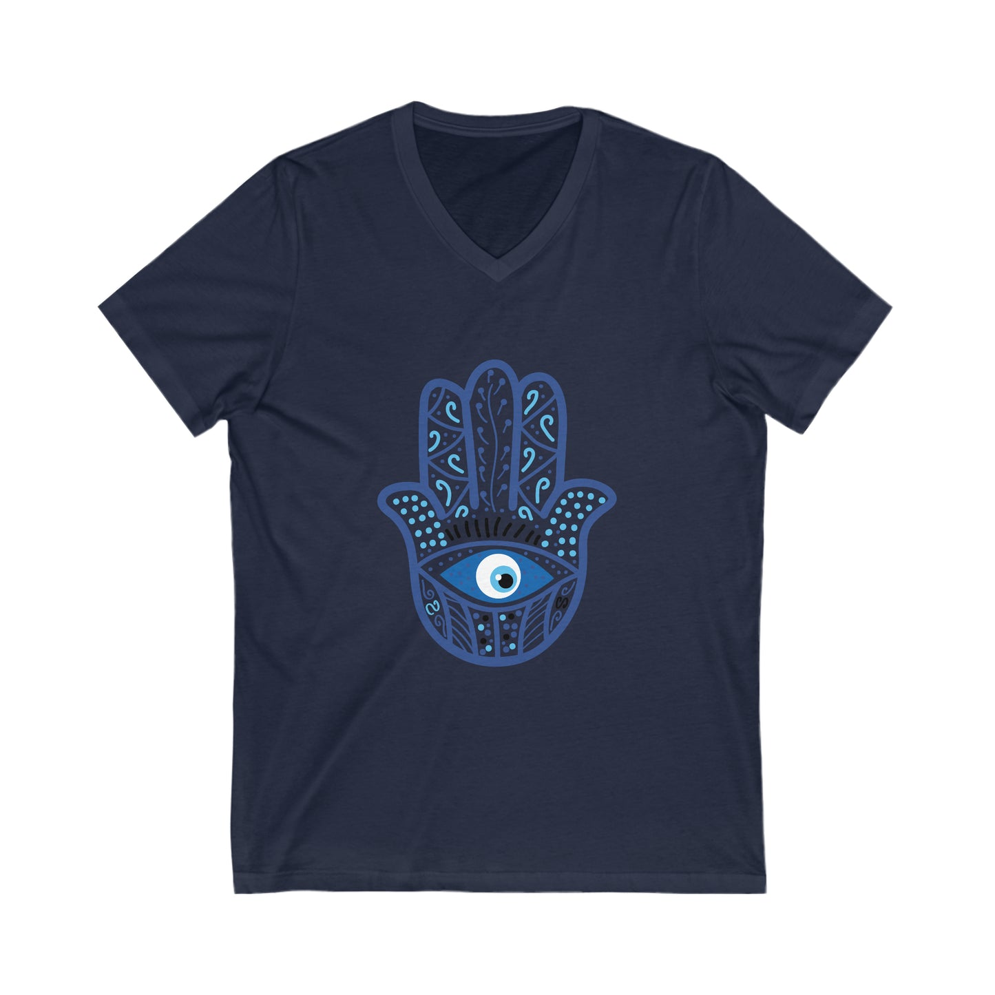 Hamsa Ancient Symbol of Healing and Protection Unisex Jersey Short Sleeve V-Neck Tee
