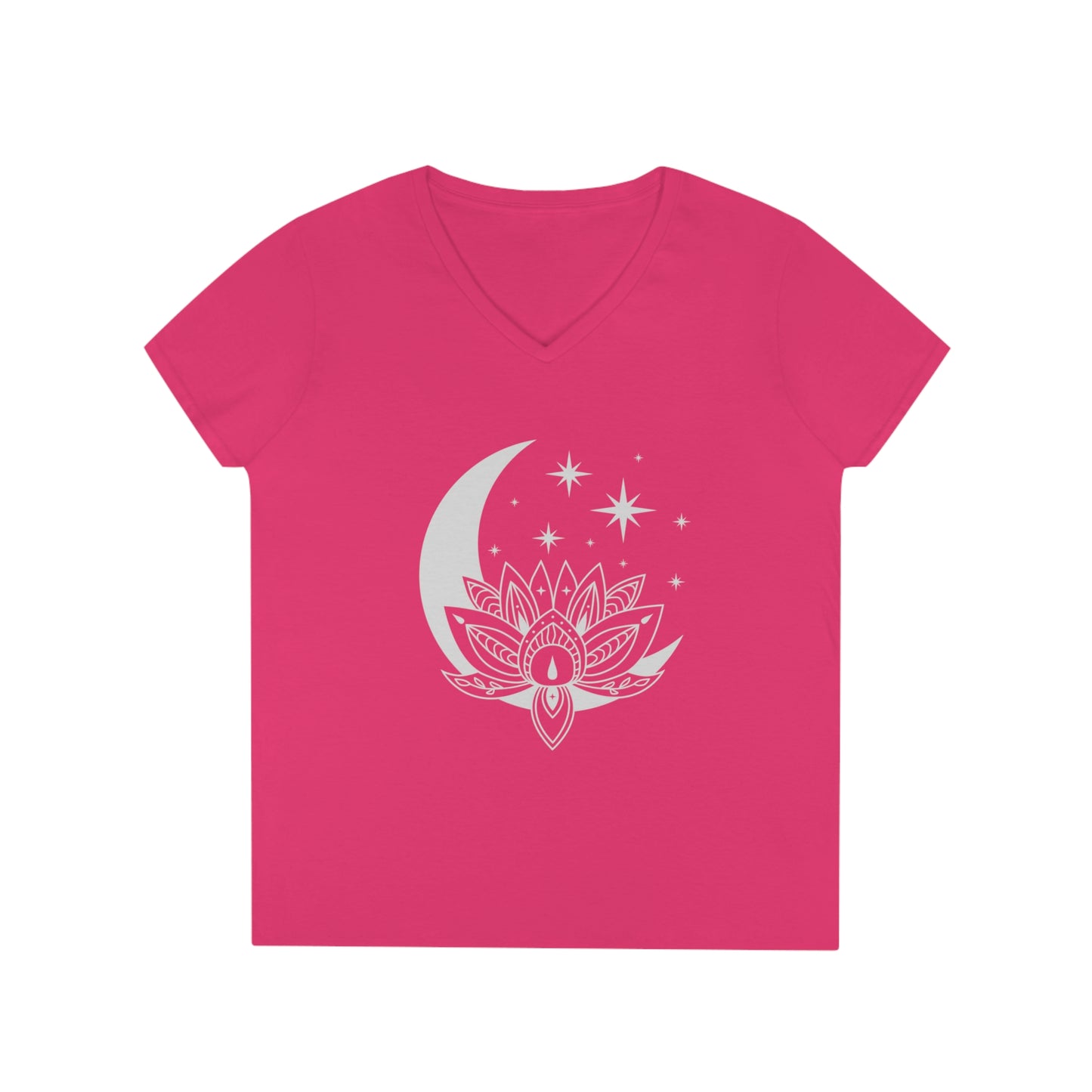 Ladies' V-Neck T-Shirt Slim Fit - Lotus Moon