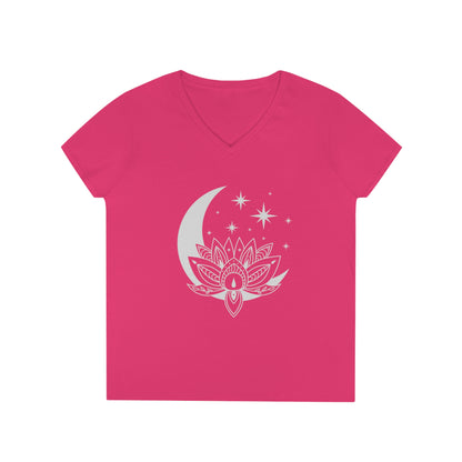 Ladies' V-Neck T-Shirt Slim Fit - Lotus Moon