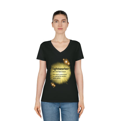 Women's Eco-Friendly V-Neck T-Shirt - lightworker defined sunburst