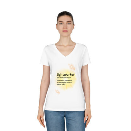 Women's Eco-Friendly V-Neck T-Shirt - lightworker defined sunburst