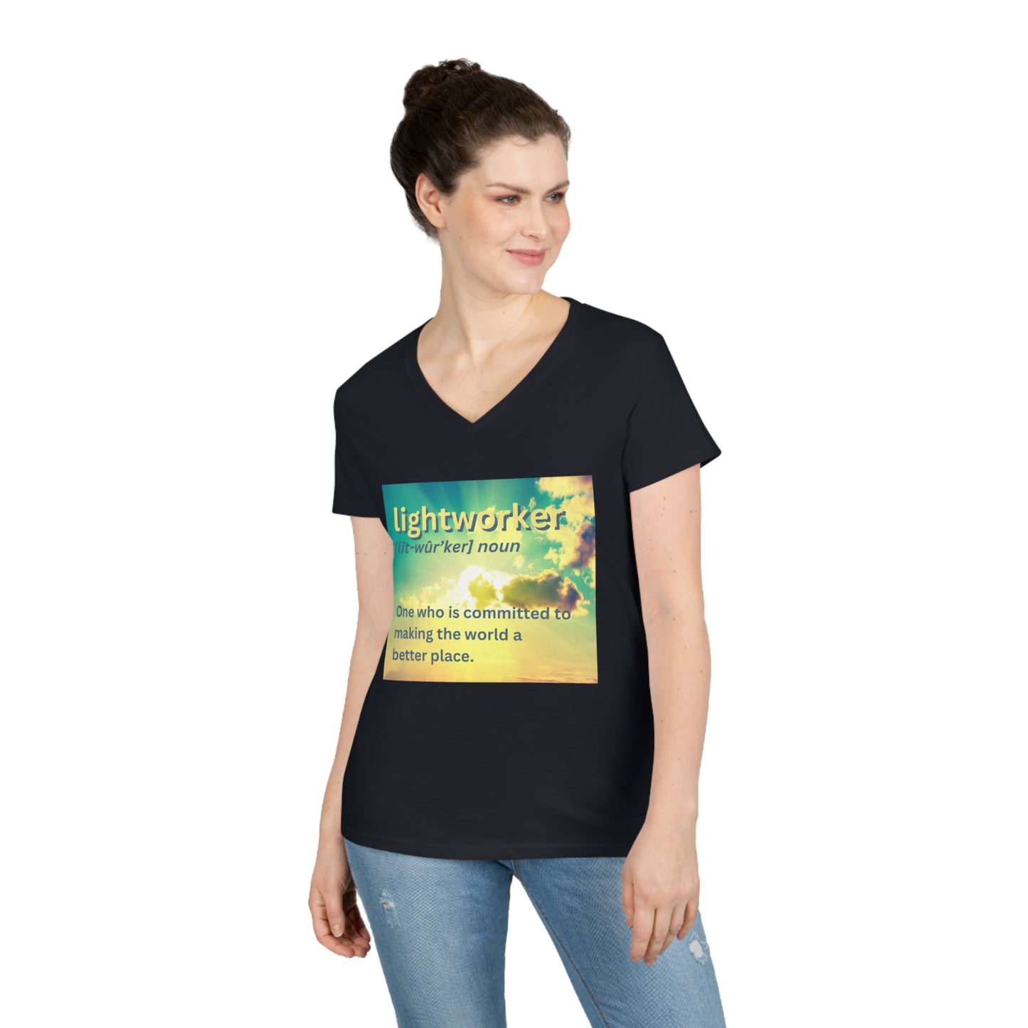 Ladies' V-Neck T-Shirt Slim Fit - Lightworker Definition