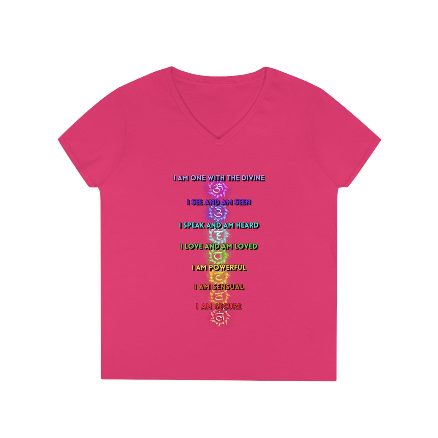 Ladies' V-Neck T-Shirt Slim Fit - I am One with the Divine